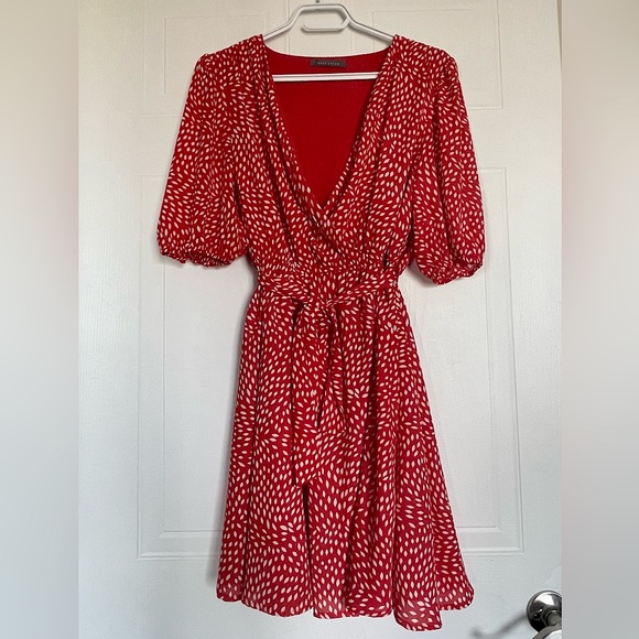 Flare Mini Dress | Knee-High dress | Medium | White & Orange - Picture 1 of 5